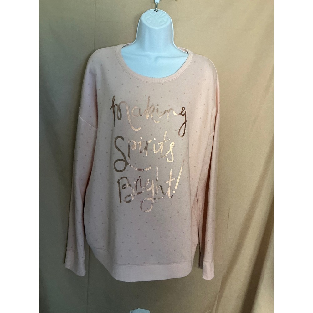 LC Lauren Conrad Sweatshirt Womens Large Pink Excellent Making Spirits Bright - Picture 3 of 11